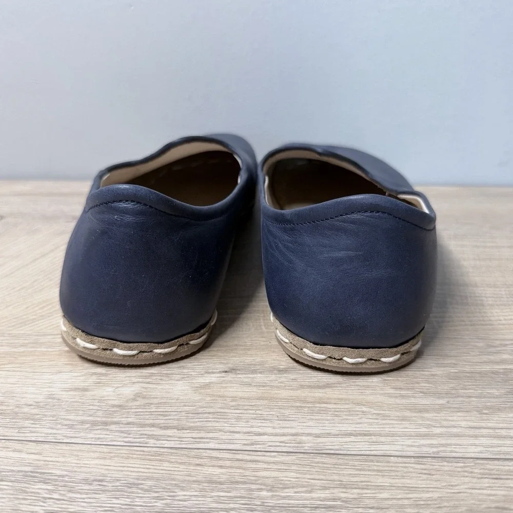 Atlantis Handmade Leather Slip On Shoes Blue Mens 7.5 Blue Whipstitch Barefoot